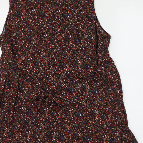 Preworn Womens Multicoloured Geometric Cotton Basic Blouse Size 14 Collared