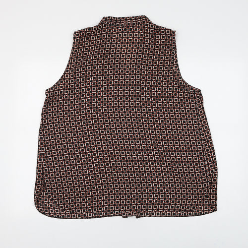 Primark Womens Black Geometric Polyester Basic Blouse Size 18 V-Neck
