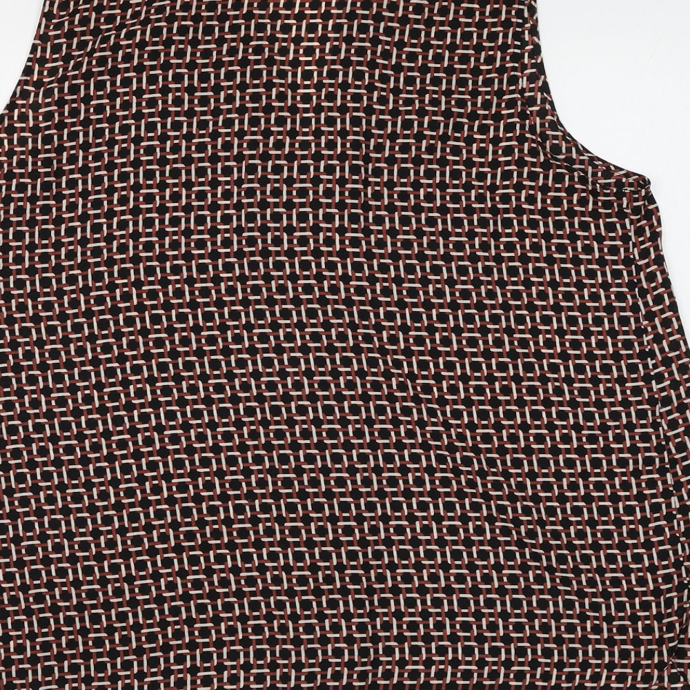 Primark Womens Black Geometric Polyester Basic Blouse Size 18 V-Neck