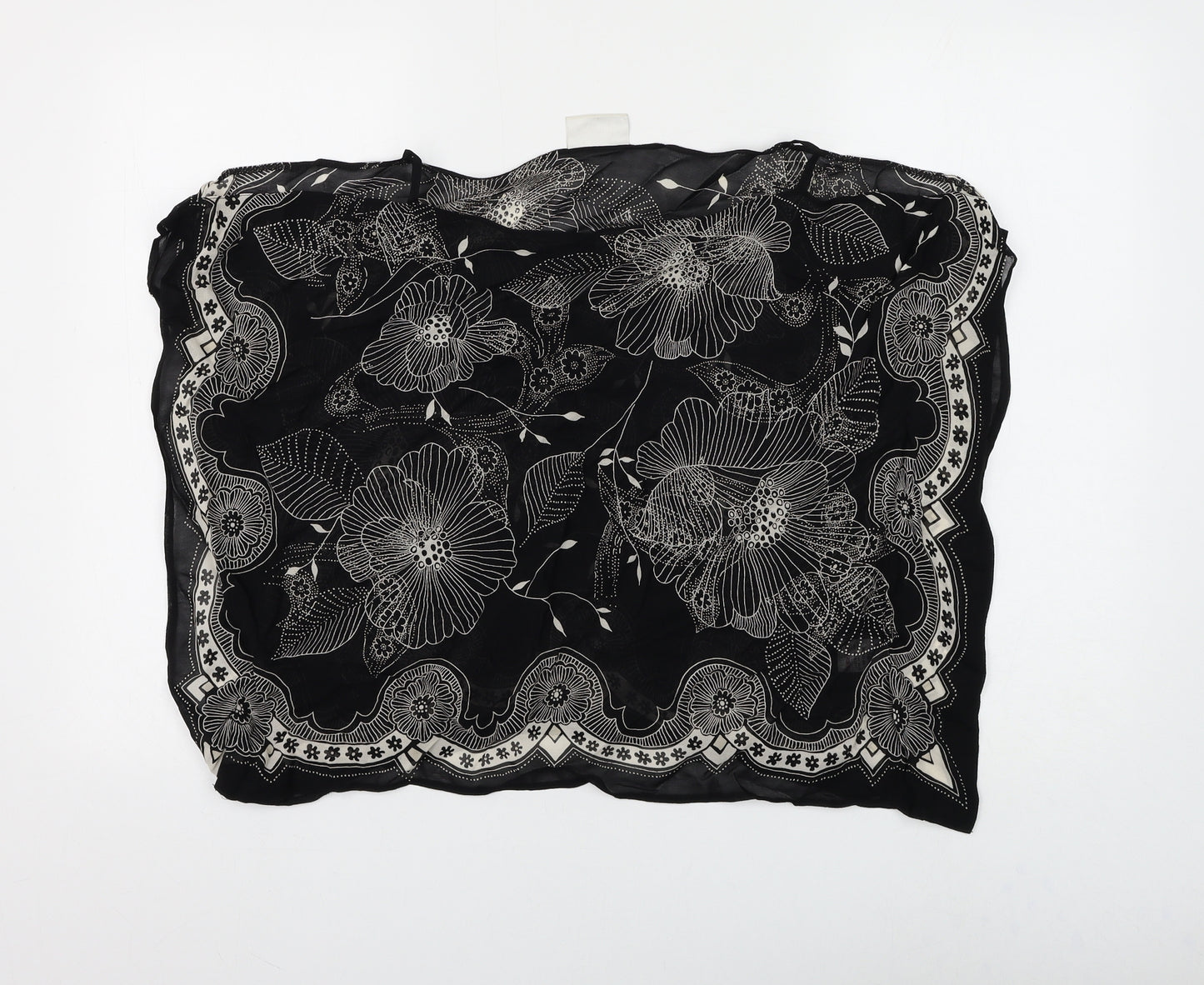 Wallis Womens Black Floral Polyester Basic Blouse Size 16 Round Neck - Cold Shoulder