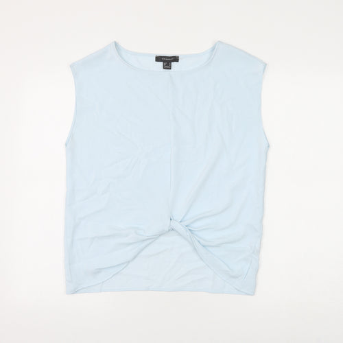 Primark Womens Blue Polyester Basic Blouse Size 10 Round Neck - Knot Front