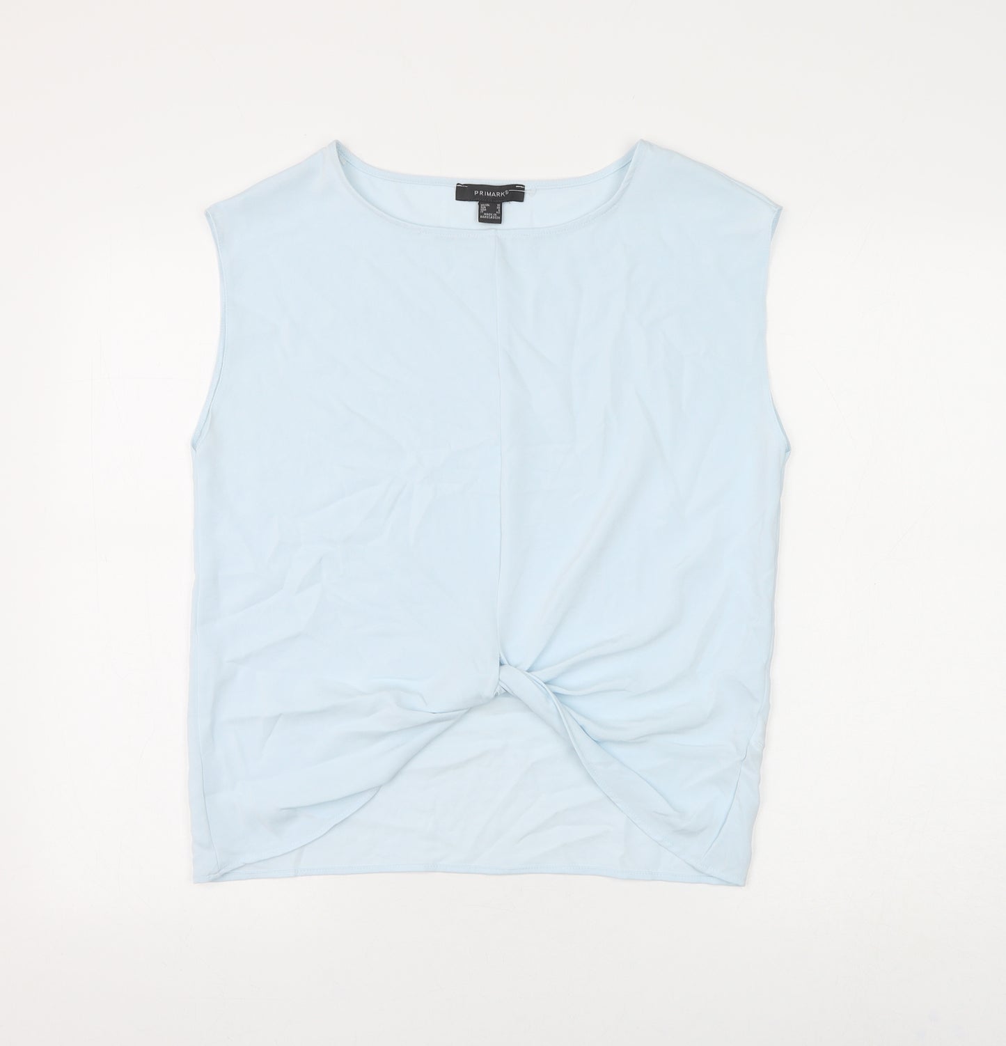 Primark Womens Blue Polyester Basic Blouse Size 10 Round Neck - Knot Front