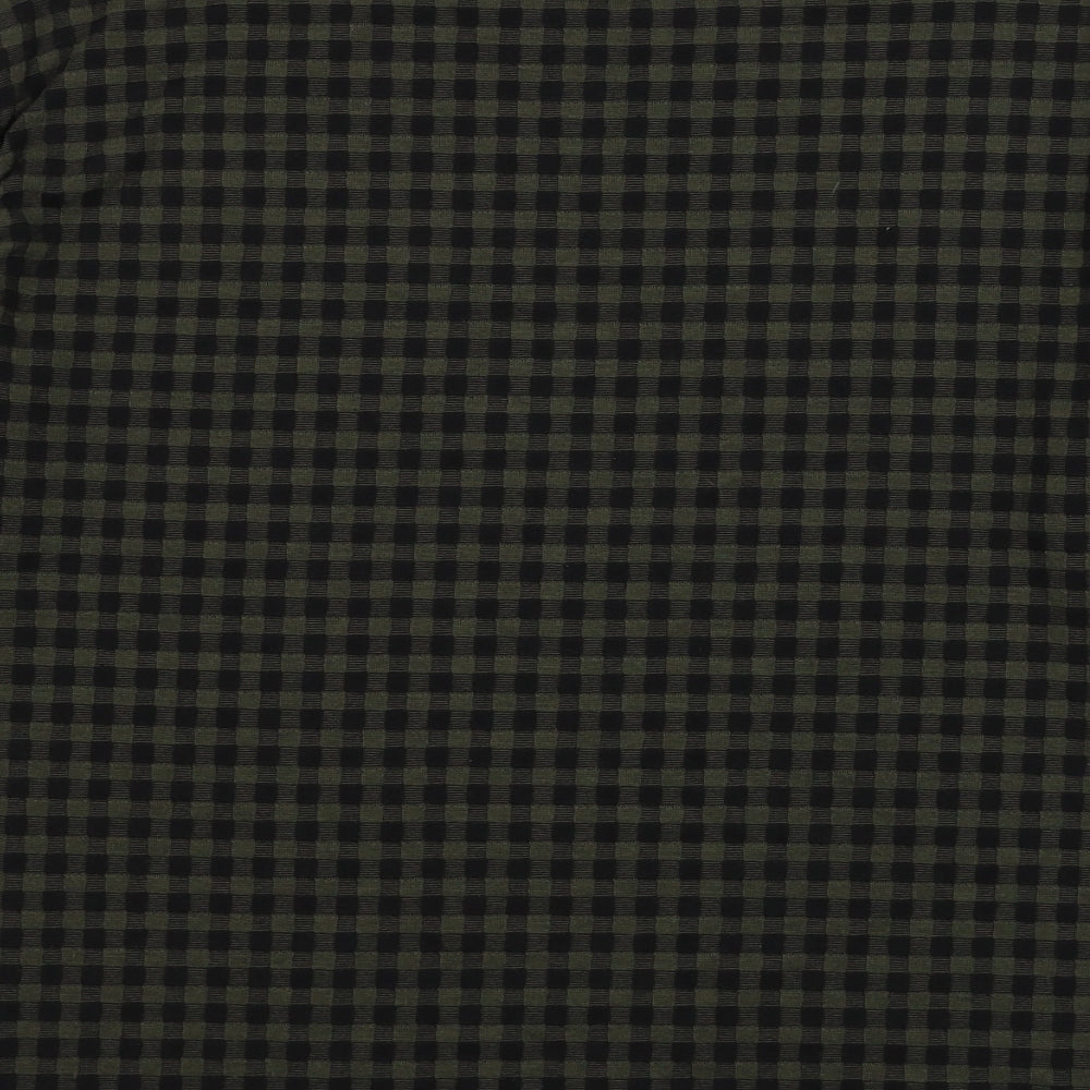 Marks and Spencer Womens Green Check Polyester Basic Blouse Size 10 Boat Neck