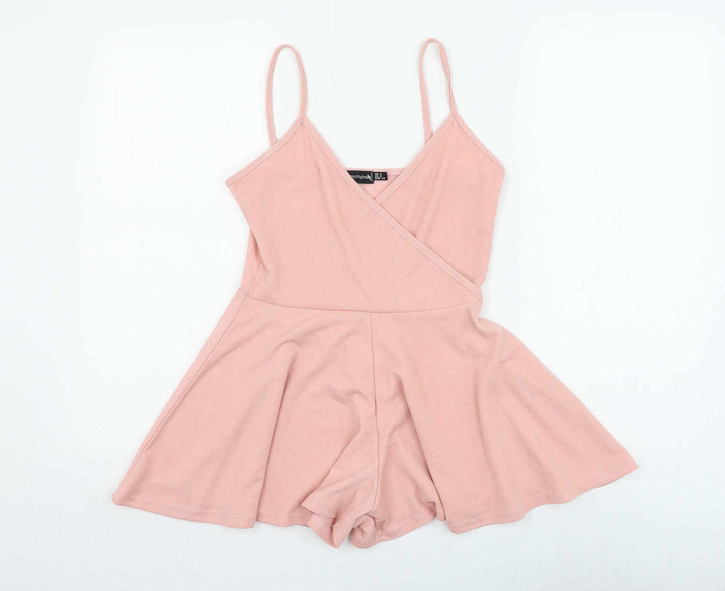 PRETTYLITTLETHING Womens Pink Polyester Playsuit One-Piece Size 6 Pullover