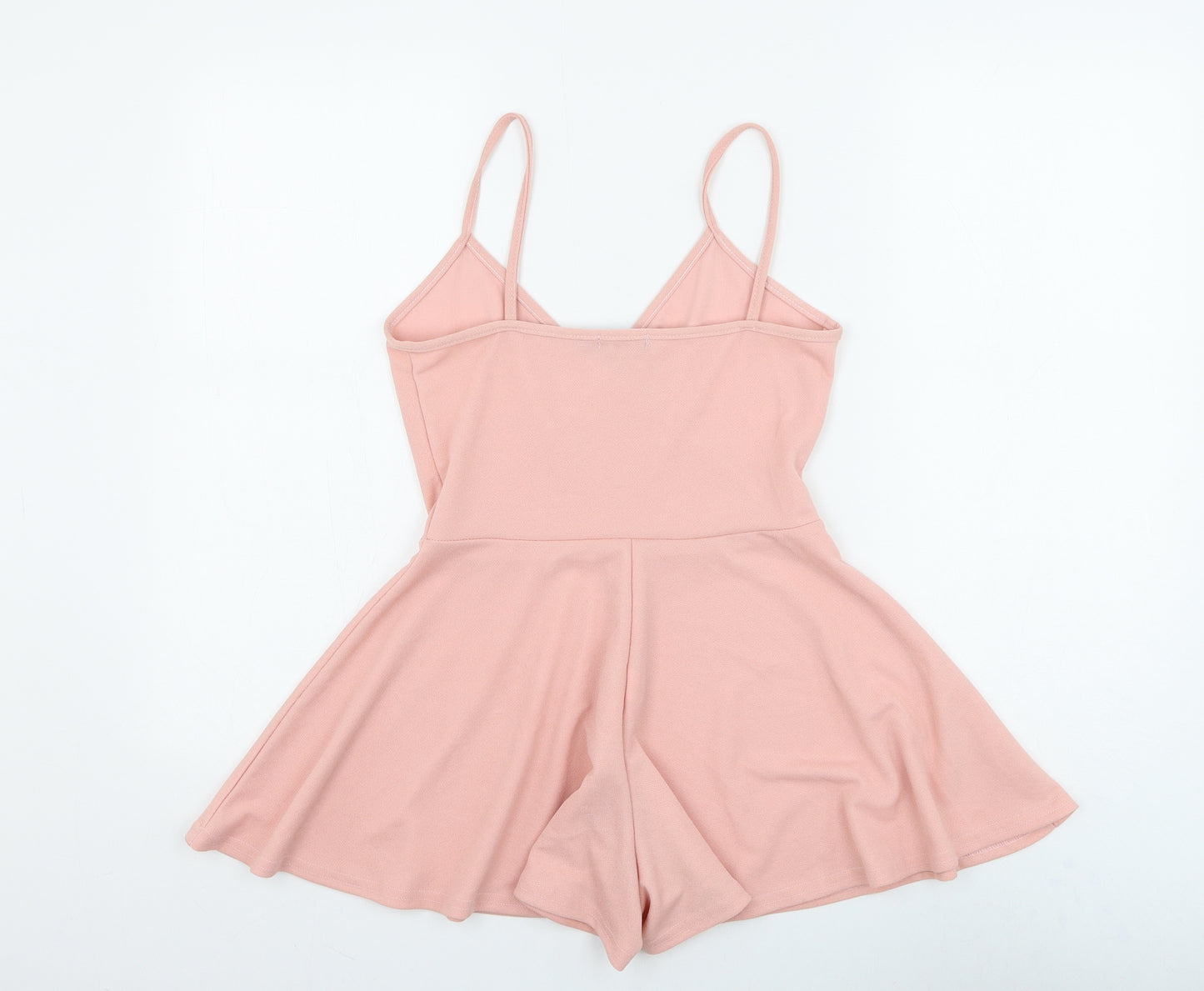 PRETTYLITTLETHING Womens Pink Polyester Playsuit One-Piece Size 6 Pullover