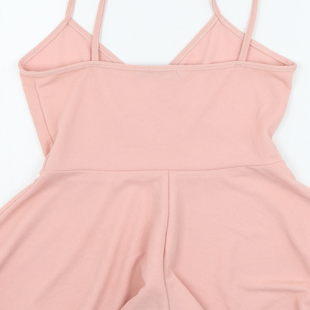 PRETTYLITTLETHING Womens Pink Polyester Playsuit One-Piece Size 6 Pullover
