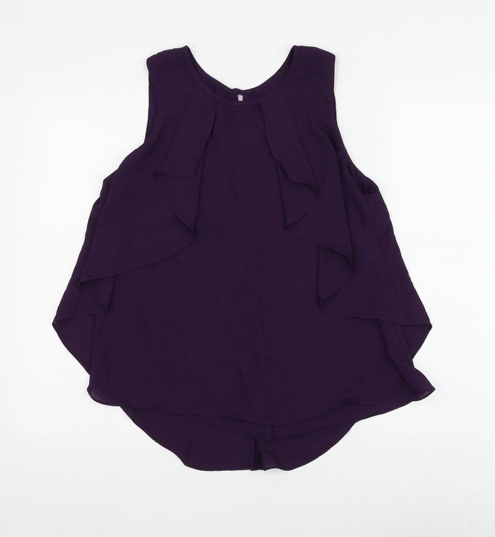 Dunnes Stores Womens Purple Polyester Basic Blouse Size 12 Round Neck