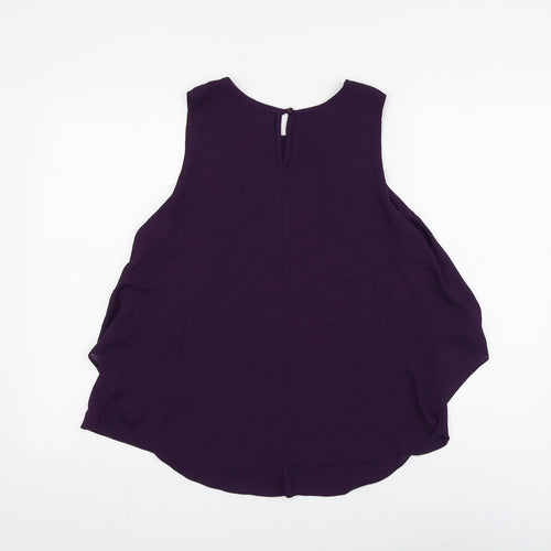 Dunnes Stores Womens Purple Polyester Basic Blouse Size 12 Round Neck