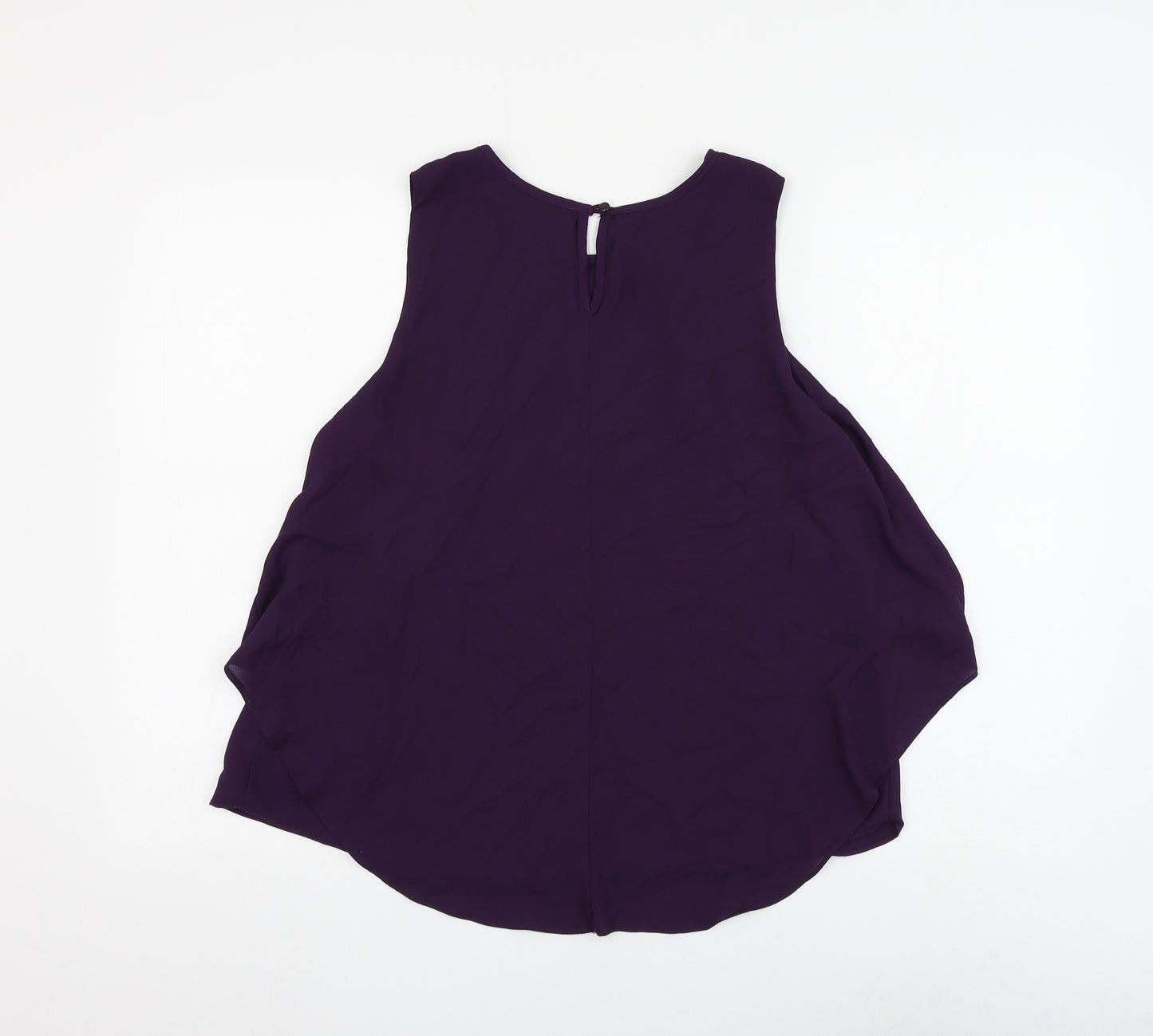 Dunnes Stores Womens Purple Polyester Basic Blouse Size 12 Round Neck