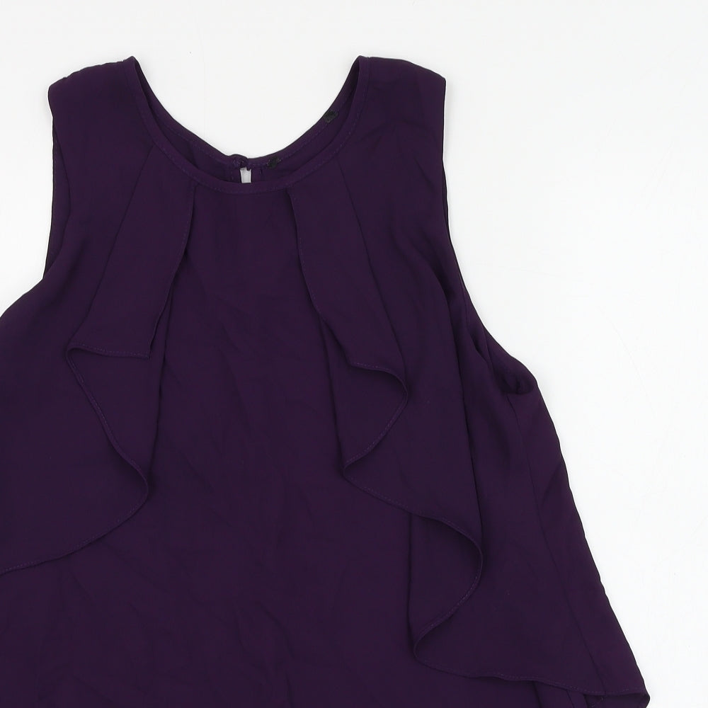 Dunnes Stores Womens Purple Polyester Basic Blouse Size 12 Round Neck