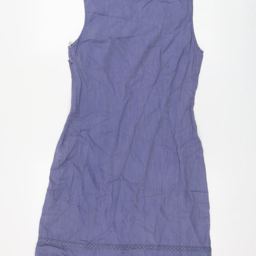 Preworn Womens Blue Polyester A-Line Size 10 Round Neck Zip