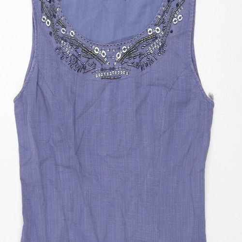 Preworn Womens Blue Polyester A-Line Size 10 Round Neck Zip