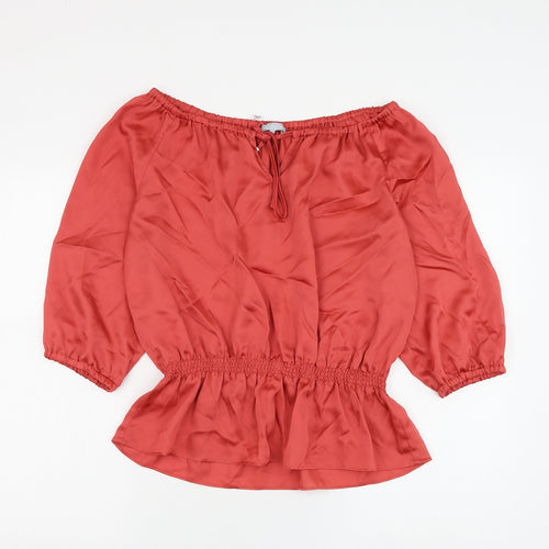 Violet & Claire Womens Red Polyester Basic Blouse Size M Boat Neck