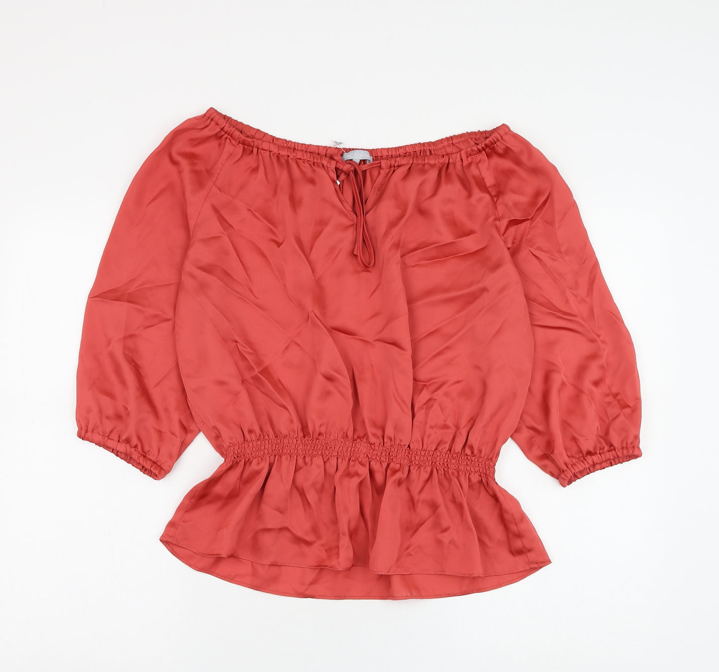 Violet & Claire Womens Red Polyester Basic Blouse Size M Boat Neck