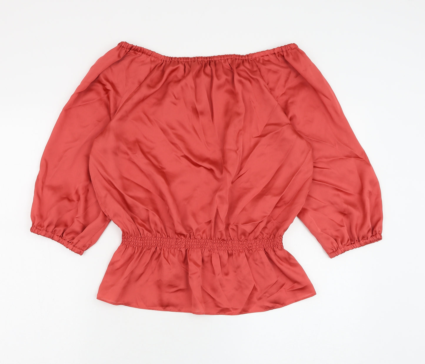 Violet & Claire Womens Red Polyester Basic Blouse Size M Boat Neck