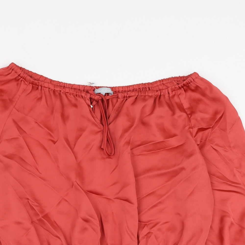 Violet & Claire Womens Red Polyester Basic Blouse Size M Boat Neck