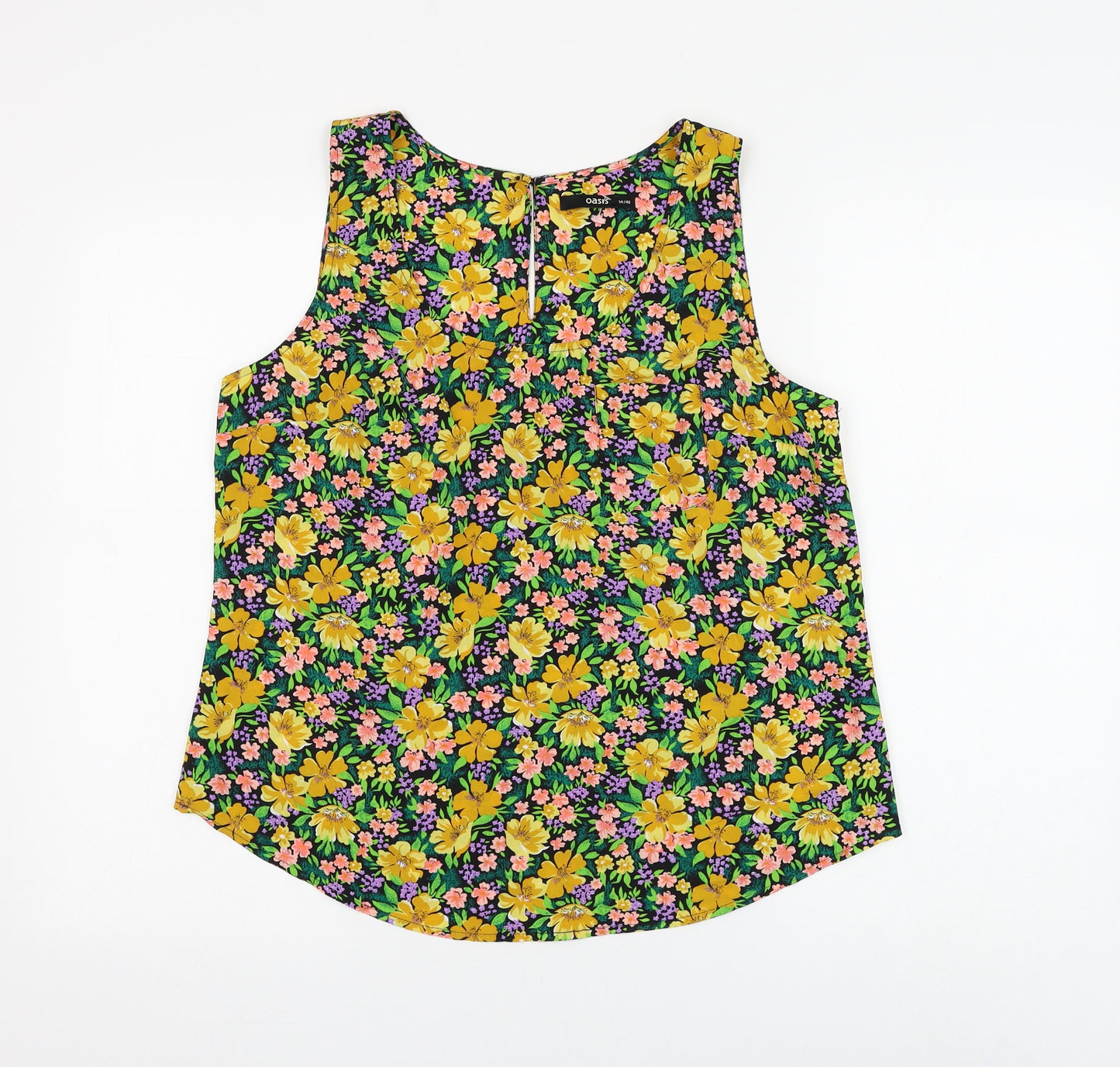 Oasis Womens Multicoloured Floral Polyester Basic Blouse Size 14 Round Neck