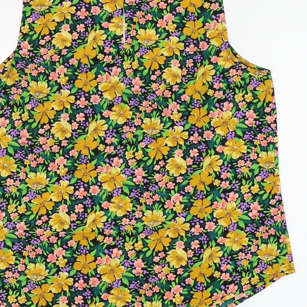 Oasis Womens Multicoloured Floral Polyester Basic Blouse Size 14 Round Neck