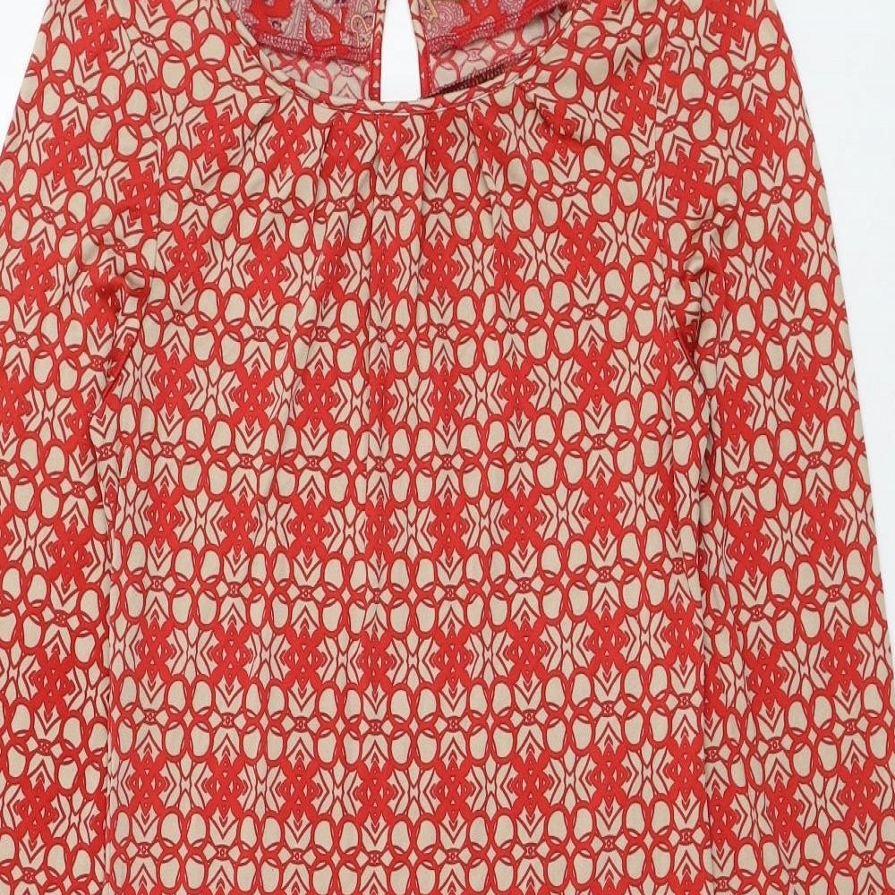 Joyce & Girls Womens Red Paisley Silk Shift Size S Round Neck Button