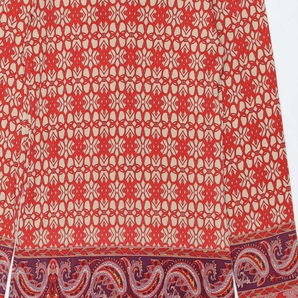 Joyce & Girls Womens Red Paisley Silk Shift Size S Round Neck Button