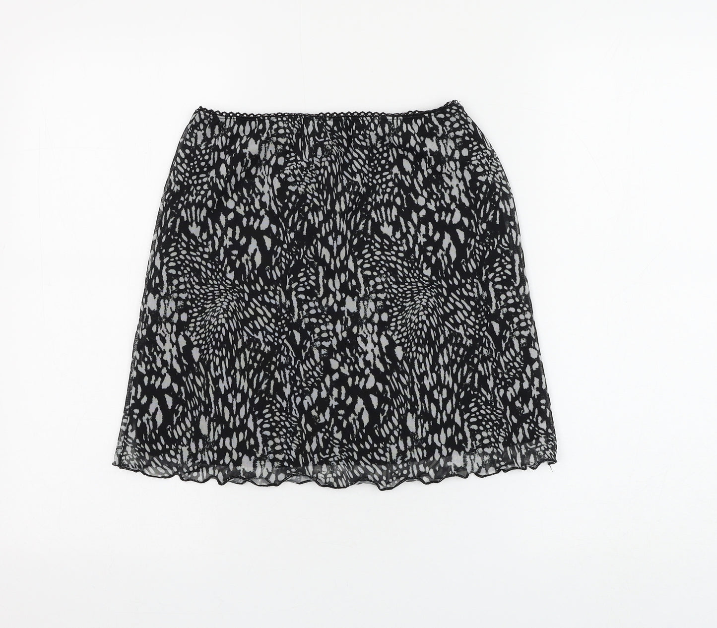 Topshop Womens Black Geometric Polyester Mini Skirt Size 12 - Lettuce Hem