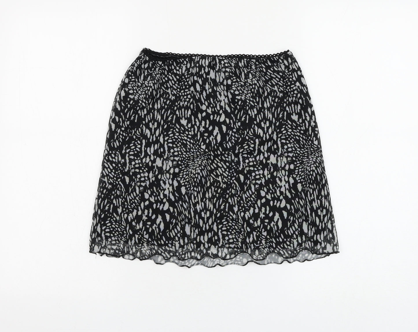 Topshop Womens Black Geometric Polyester Mini Skirt Size 12 - Lettuce Hem