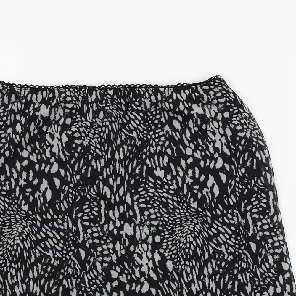 Topshop Womens Black Geometric Polyester Mini Skirt Size 12 - Lettuce Hem