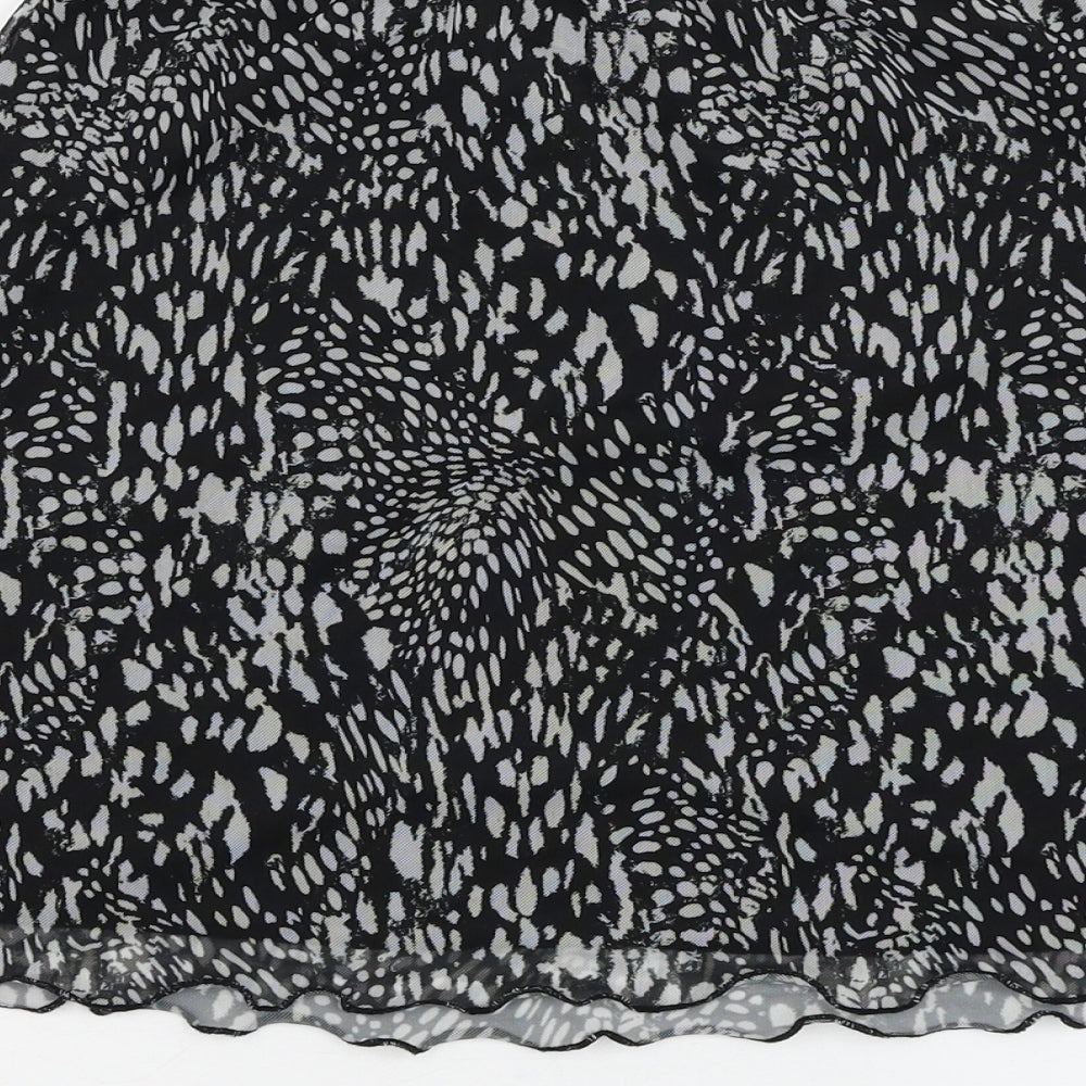 Topshop Womens Black Geometric Polyester Mini Skirt Size 12 - Lettuce Hem
