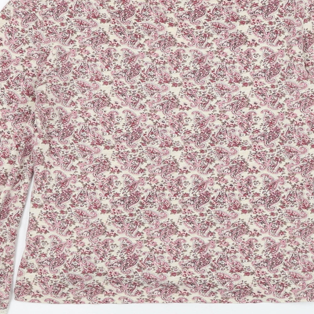 NEXT Womens Beige Floral Viscose Basic Blouse Size 12 V-Neck