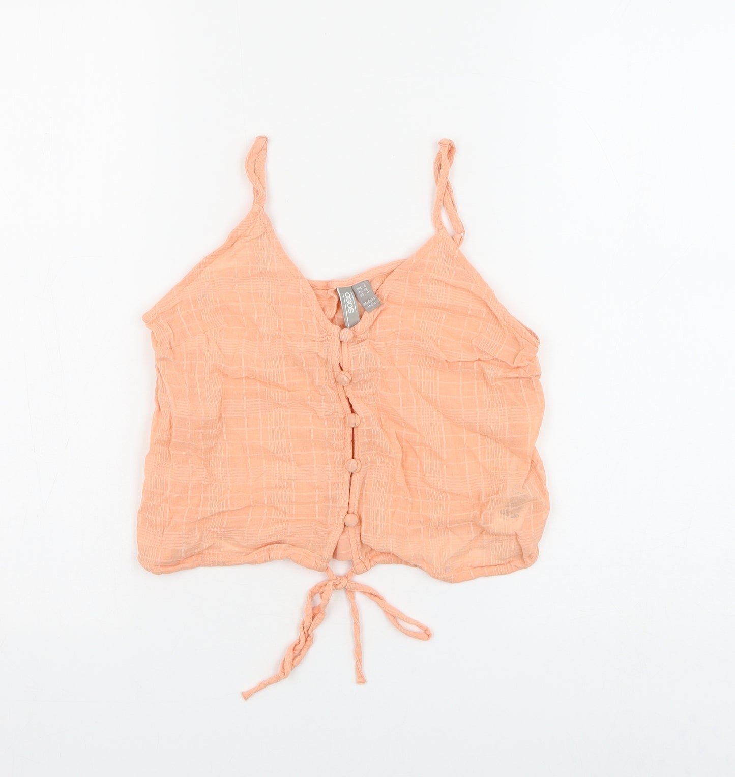 ASOS Womens Pink Cotton Cropped Tank Size 4 V-Neck - Tie Front