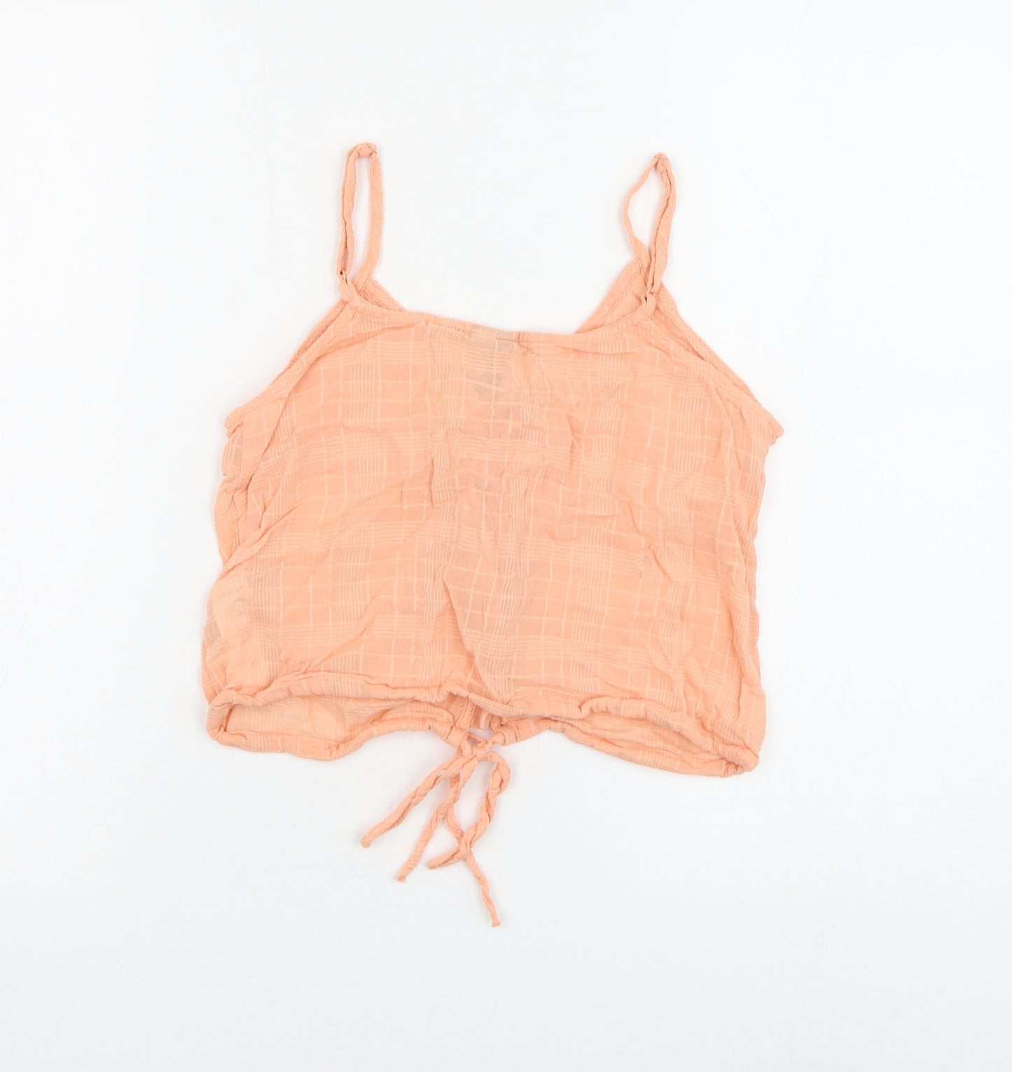 ASOS Womens Pink Cotton Cropped Tank Size 4 V-Neck - Tie Front