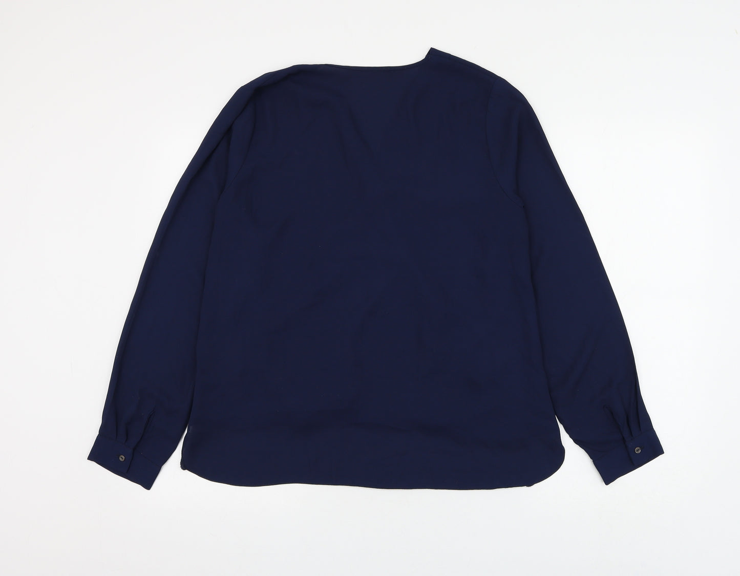 George Womens Blue Polyester Basic Blouse Size 12 V-Neck