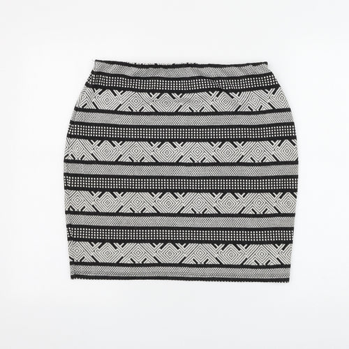 Dorothy Perkins Womens White Geometric Polyester Mini Skirt Size 30 in