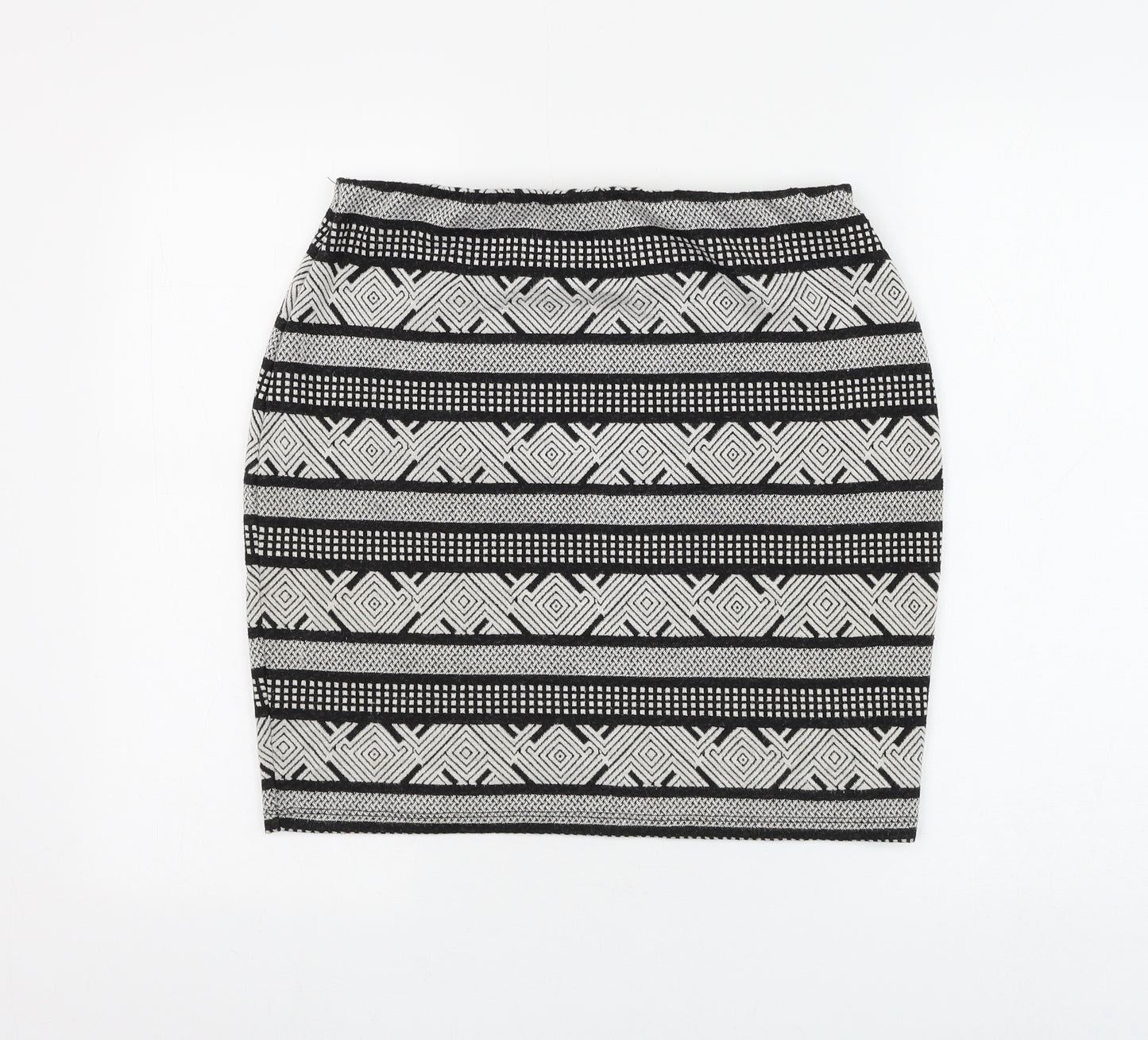 Dorothy Perkins Womens White Geometric Polyester Mini Skirt Size 30 in