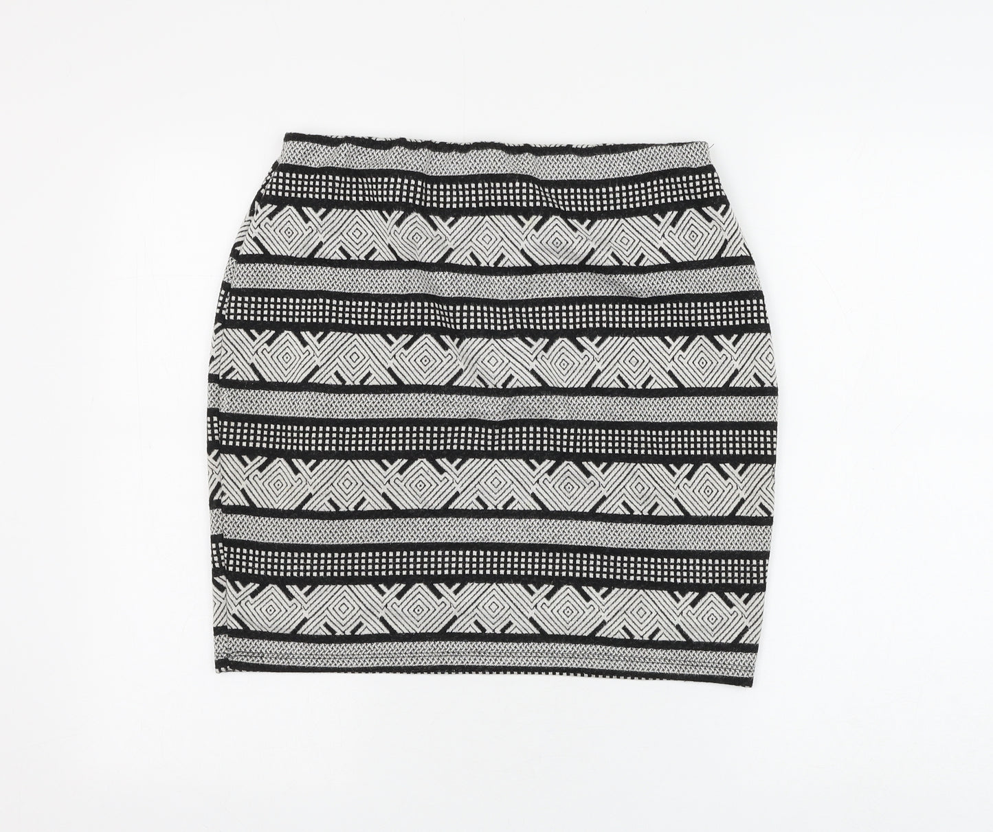 Dorothy Perkins Womens White Geometric Polyester Mini Skirt Size 30 in