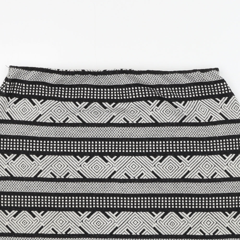 Dorothy Perkins Womens White Geometric Polyester Mini Skirt Size 30 in