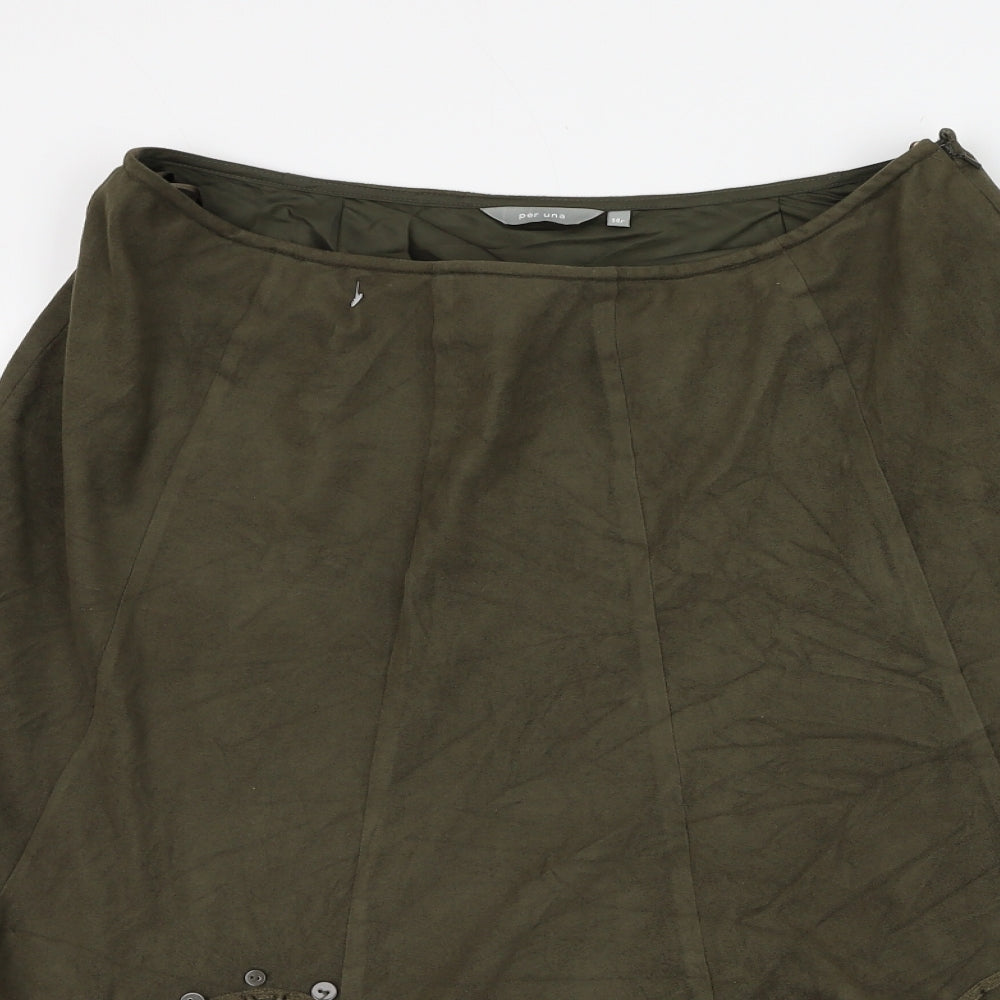 Marks and Spencer Womens Green Polyester A-Line Skirt Size 14 Zip