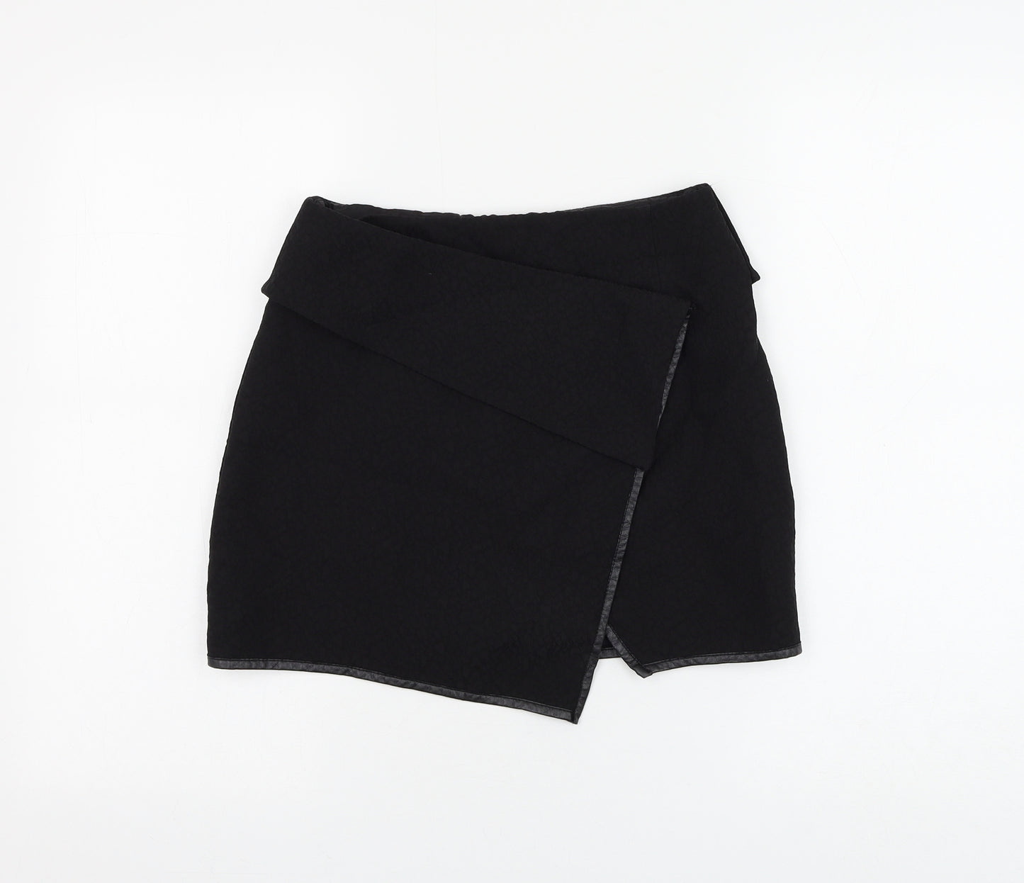 H&M Womens Black Viscose Mini Skirt Size 6 Button