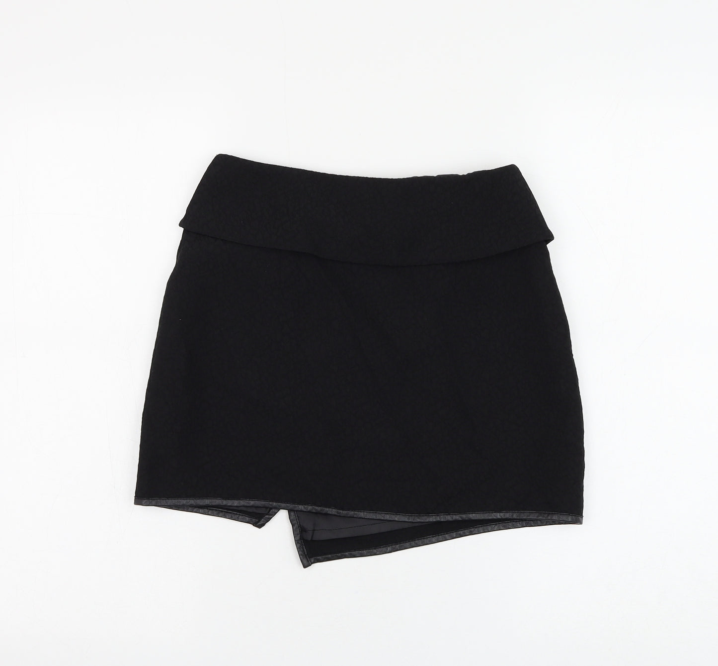 H&M Womens Black Viscose Mini Skirt Size 6 Button
