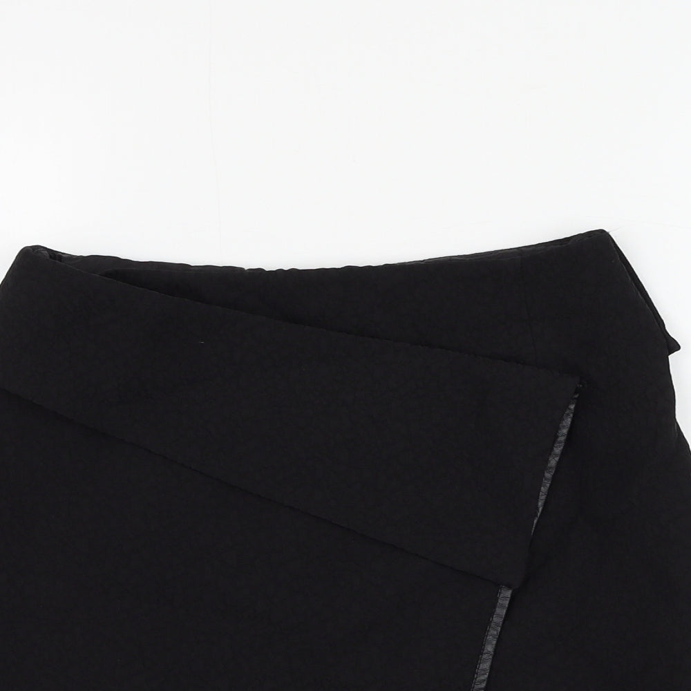 H&M Womens Black Viscose Mini Skirt Size 6 Button