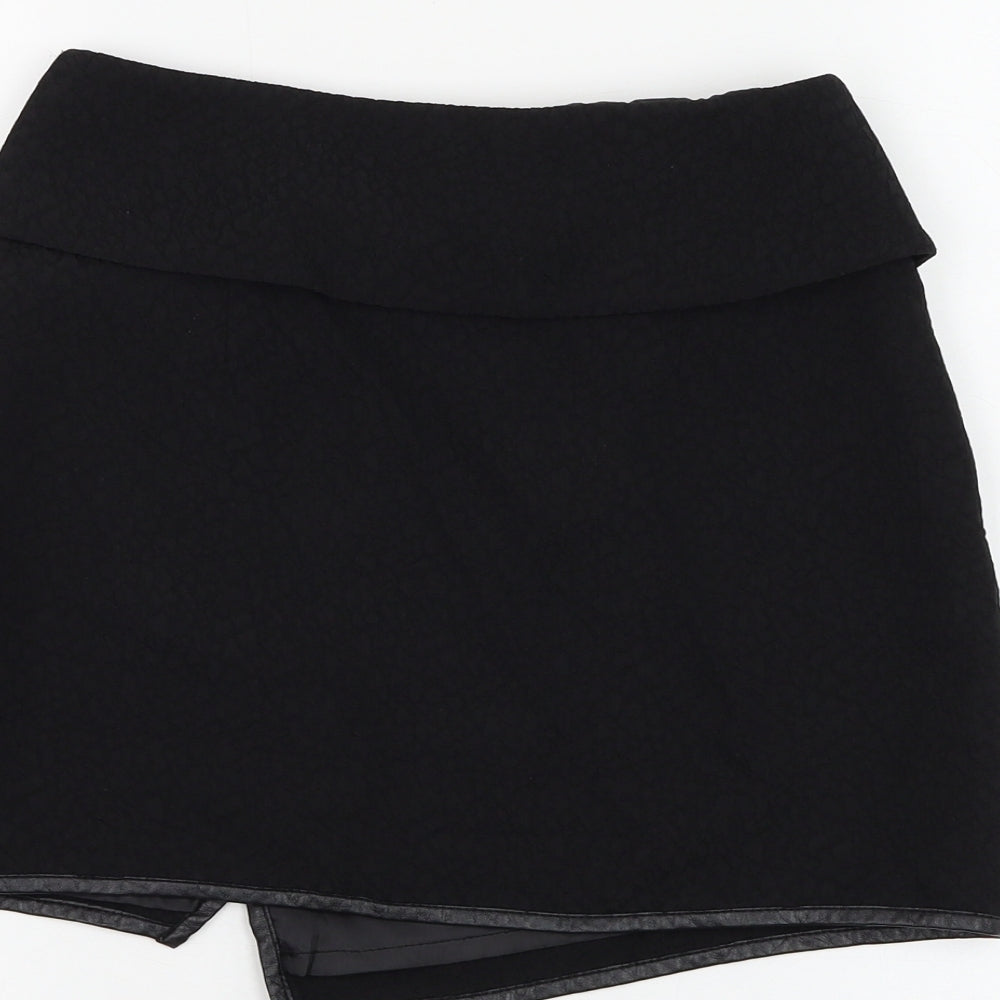 H&M Womens Black Viscose Mini Skirt Size 6 Button