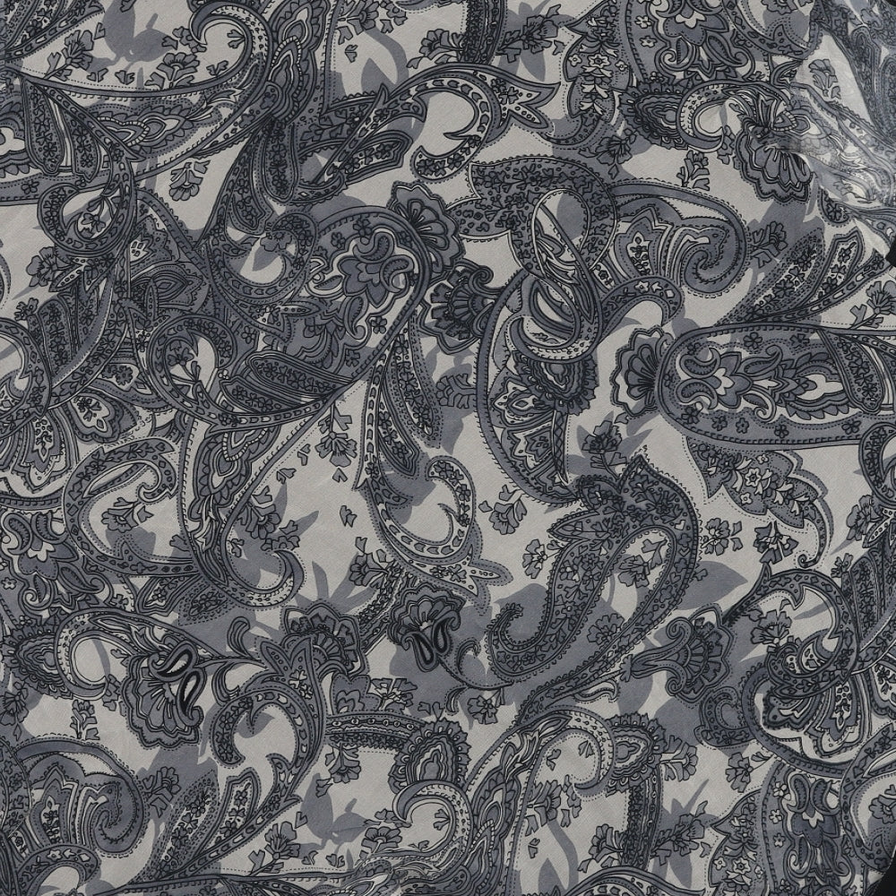 New Youth City Womens Grey Paisley Silk Basic Blouse Size 2XL V-Neck