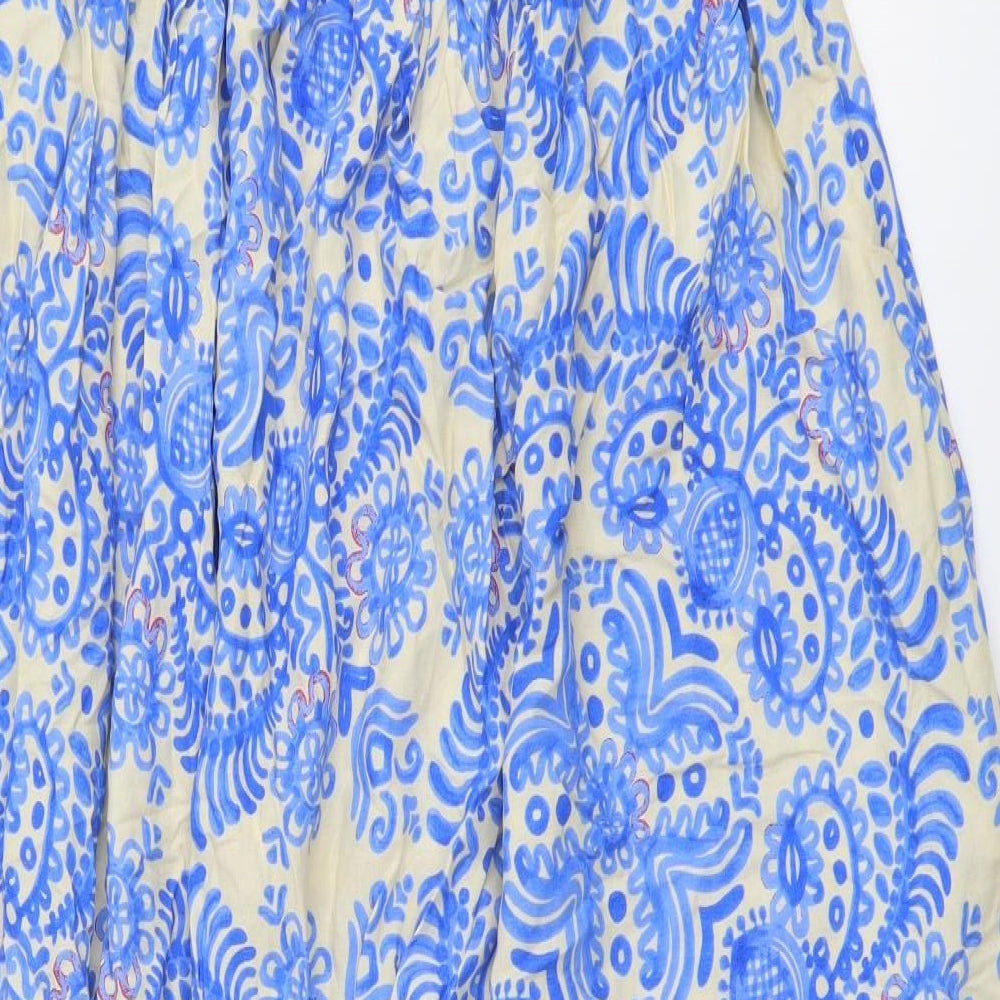 Zara Womens Blue Geometric Viscose Maxi Size M V-Neck Pullover