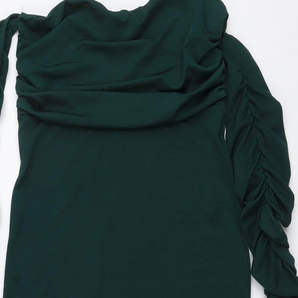 PRETTYLITTLETHING Womens Green Polyester Bodycon Size 8 Scoop Neck Pullover