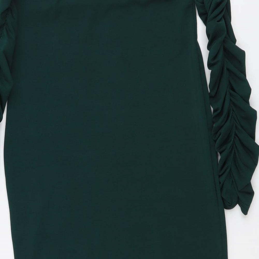 PRETTYLITTLETHING Womens Green Polyester Bodycon Size 8 Scoop Neck Pullover