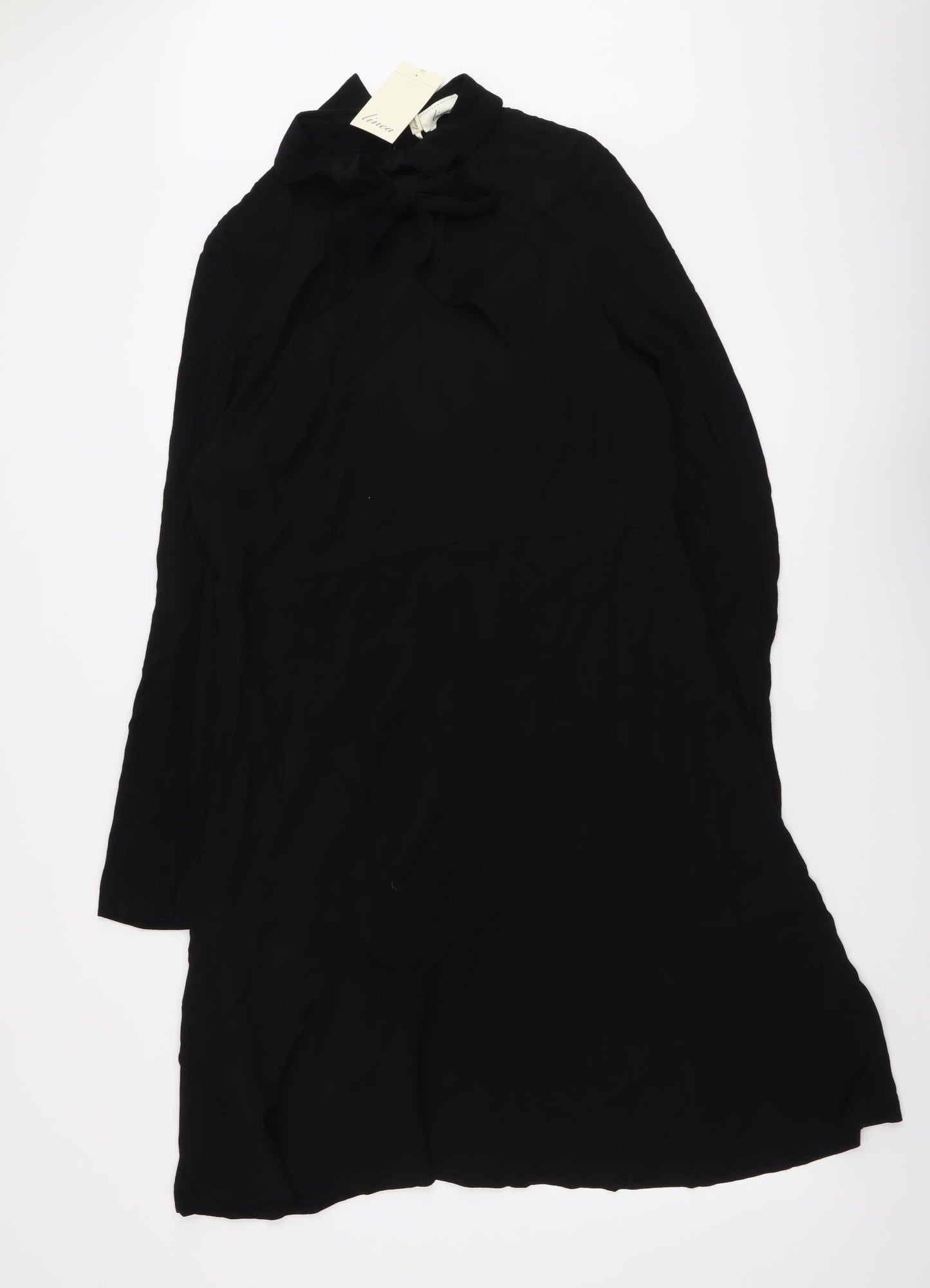 Linea Womens Black Polyester A-Line Size 16 Collared Zip