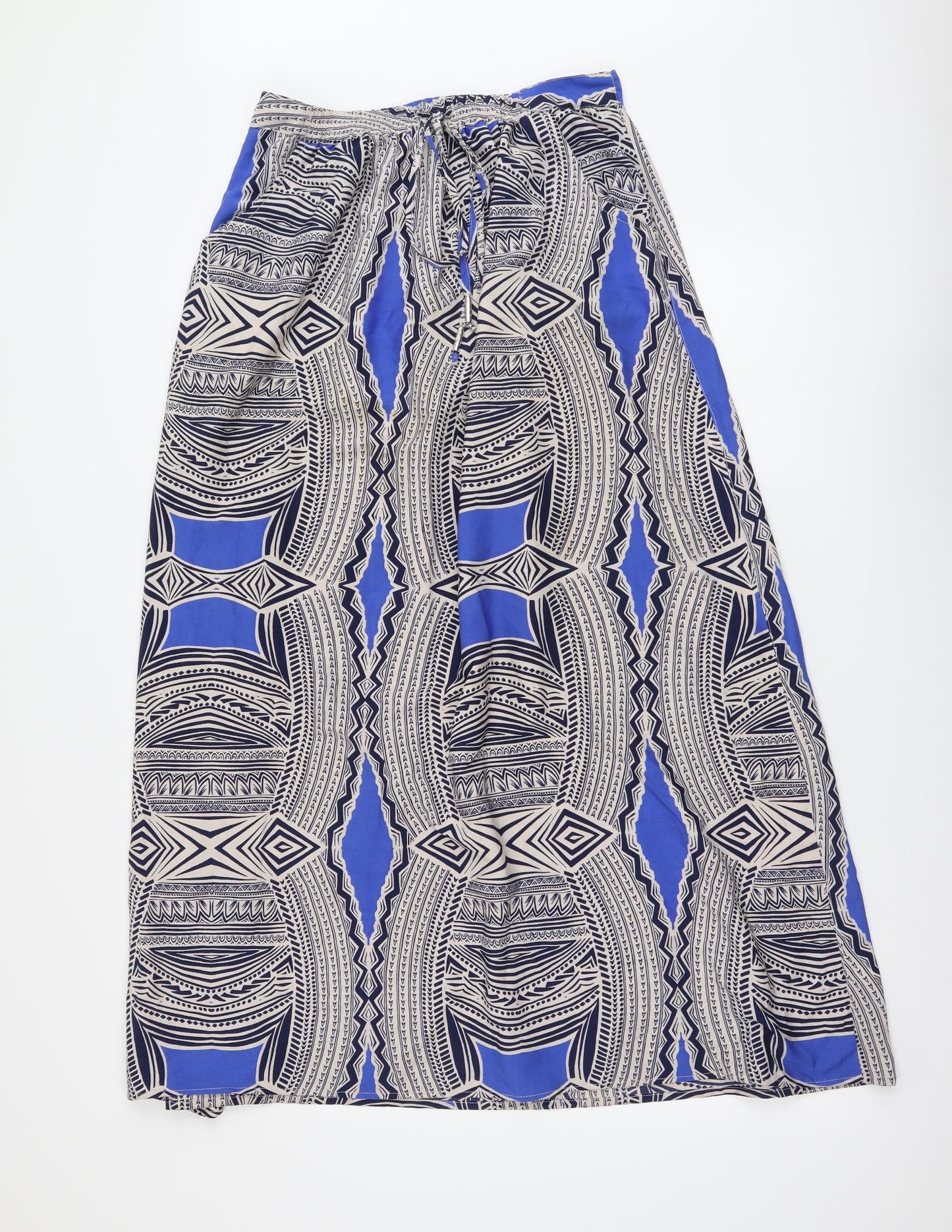 Atmosphere Womens Blue Geometric Polyester A-Line Skirt Size 10 Drawstring
