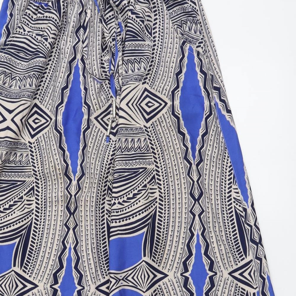 Atmosphere Womens Blue Geometric Polyester A-Line Skirt Size 10 Drawstring