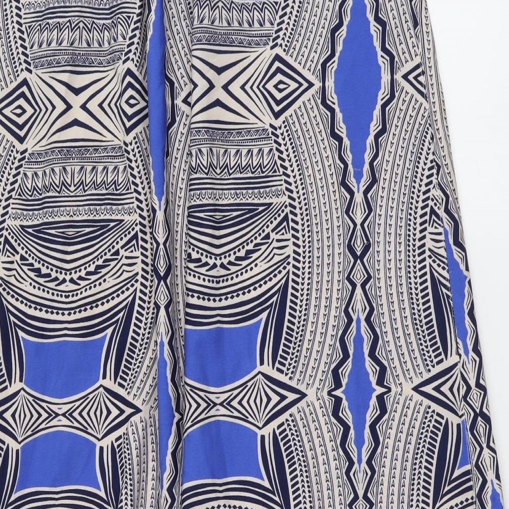 Atmosphere Womens Blue Geometric Polyester A-Line Skirt Size 10 Drawstring