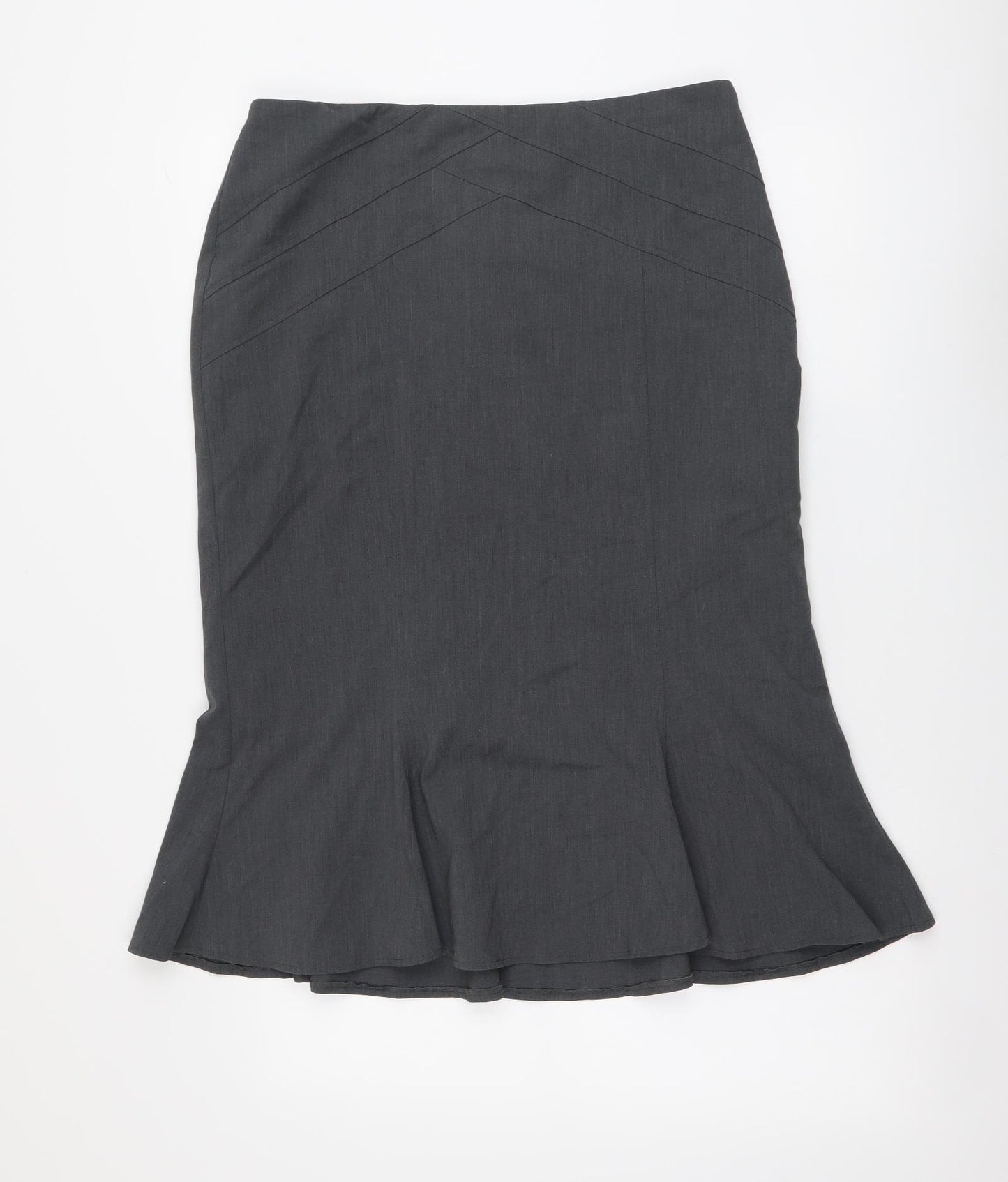 Damart Womens Grey Polyester A-Line Skirt Size 18 Zip